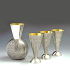 Sterling silver carafe & flutes oxidized